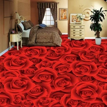 beibehang потребителски 3D подови настилки, поставени на розата с висока разделителна способност, хол, спалня, водоустойчив нескользящая удебелена теракот, живопис