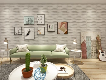 50x50 см Декорация на дома, Трайни Пластмасови 3D Стенен Панел в Бял цвят за Всекидневна, Спалня, лоби-бар, офис, търговски център (12 бр.)