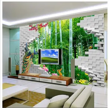 Потребителски 3d тапети 3 d креативната мода бамбук hd TV инсталиране на стенни тапети