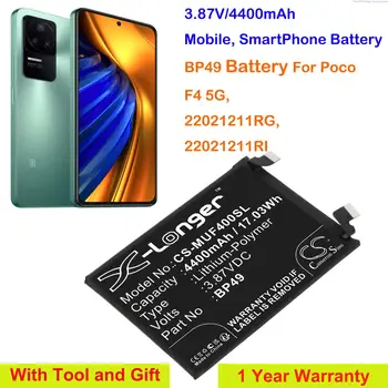 Мобилен телефон Cameron Sino 4400 mah, Батерия за смартфон BP49 за Poco F4 5G, 22021211RG, 22021211RI